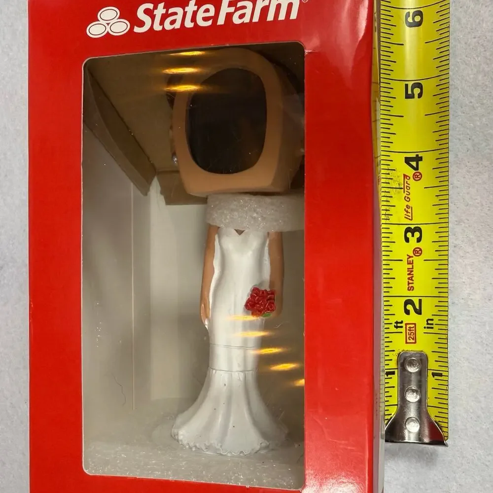 State Farm Bobblehead Set Bride & Groom You Photo Frame w/Box